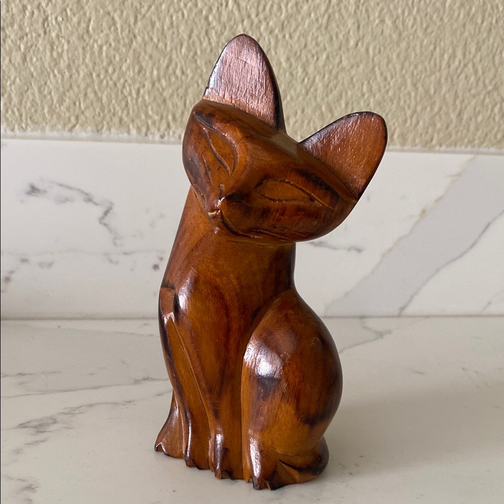 Vintage MCM Wooden Cat Figurine